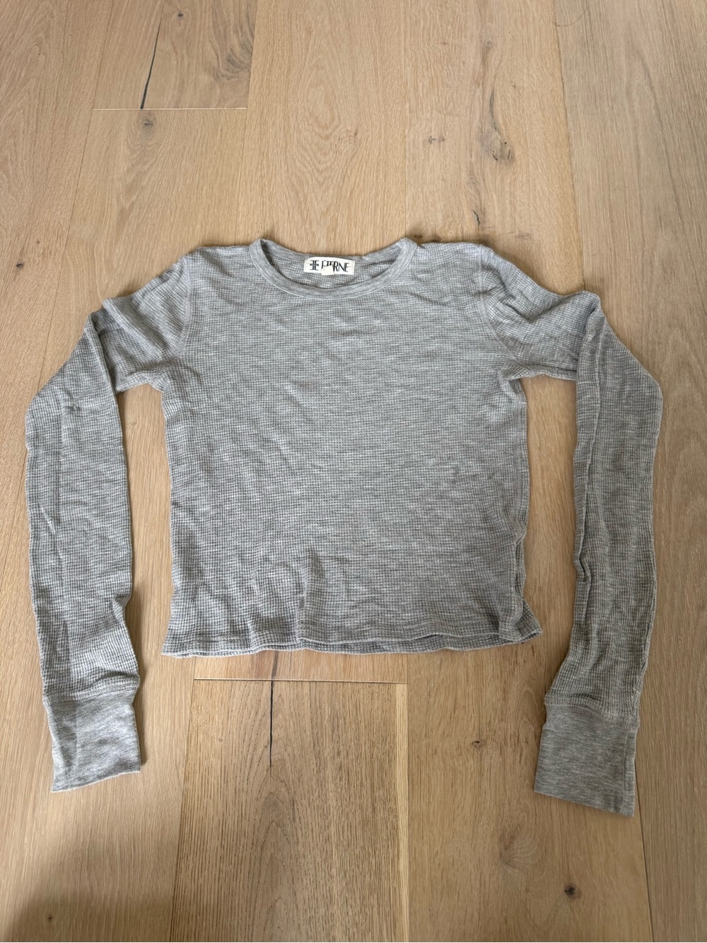 Eterne Light Gray Waffle Knit Long-Sleeve Henley Top